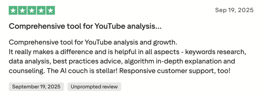 Image: Customer testimonial about vidIQ #3