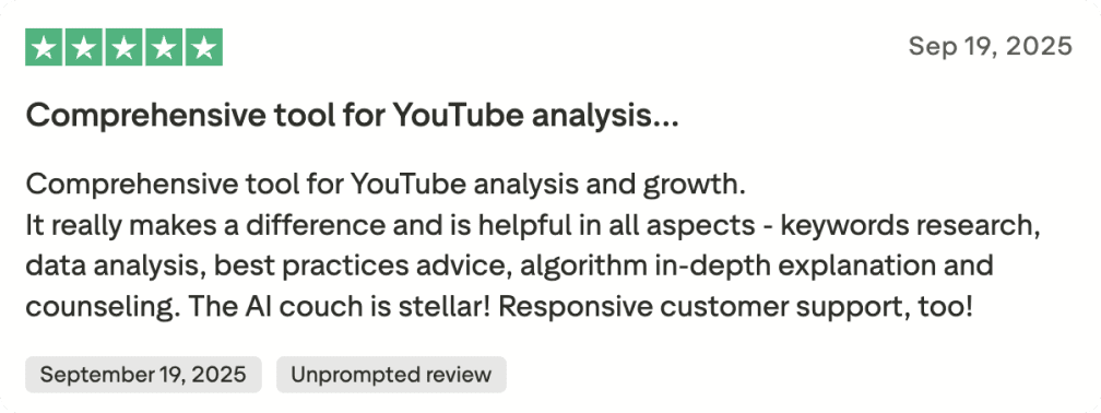 Image: Customer testimonial about vidIQ #3