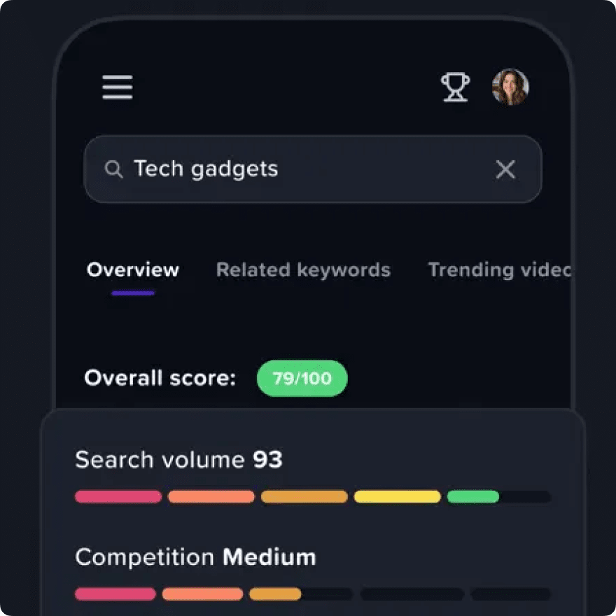 Image: Trending keywords vidIQ feature
