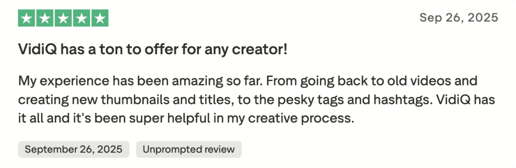 Image: Customer testimonial about vidIQ #1