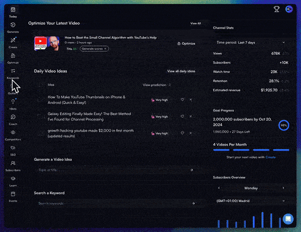 GIF: New vidIQ's outliers tool
